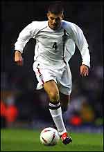 Steven Gerrard playing for England