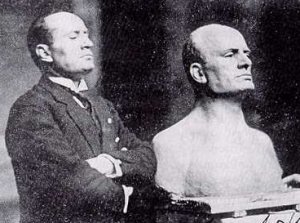Benito Mussolini, Il Duce, Posing for a Sculptor