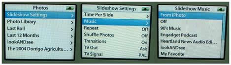 Figure 7. Setting slideshow music in the iPod photo 