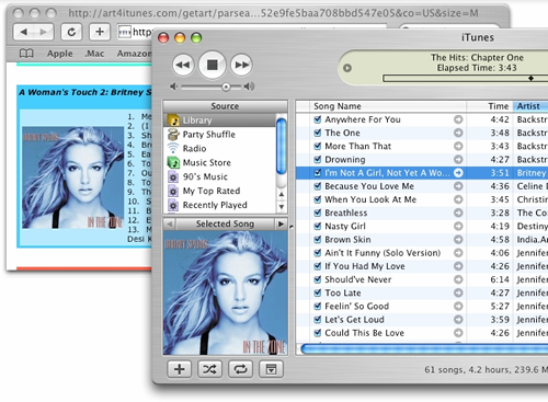 Figure 14. Dragging the artwork from your browser into iTunes