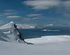 Sliven Peak, Struma Glacier & Half Moon Island with the Argentine base Camara. Photo: Lyubomir Ivanov