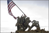 Marines raise the Stars and Stripes flag on Iwo Jima in Flags Of Our Fathers