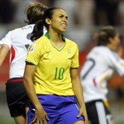 Marta (F) of Brazil reacts during their final match against Germany in the FIFA Women's World Cup 20
