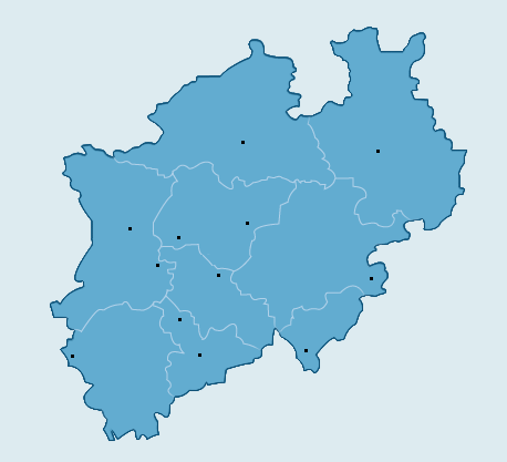 Landkarte Nordrhein-Westfalen; Rechte: WDR