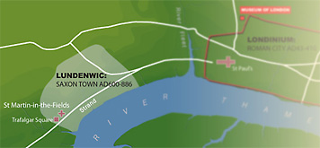 Map showing the position of Saxon Lundenwic