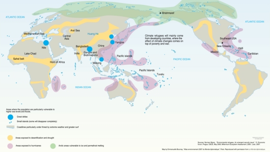 Fifty million climate refugees by 2010 (map/graphic/illustration)