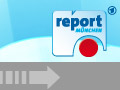 Newsletter; report Mnchen Logo vor blauem Hintergrund