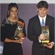 Brazil's Marta and Argentina's Lionel Messi pose after they were awarded FIFA World Player of the Year