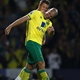 Marc Tierney of Norwich celebrates scoring their second goal