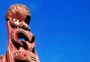 Maori carving on meeting house, Koroniti Marae, Whanganui. Photo: R Henderson