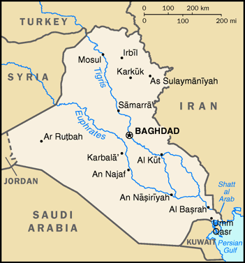 Karte vom Irak 351x377
