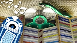 Die Bayern 1-Jukebox mit einer illustrierten Jukebox und Noten im Vordergrund | Bild: BR, BR/Markus Konvalin
