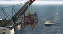 Graphic of the decommissioning of the Miller platform, North sea